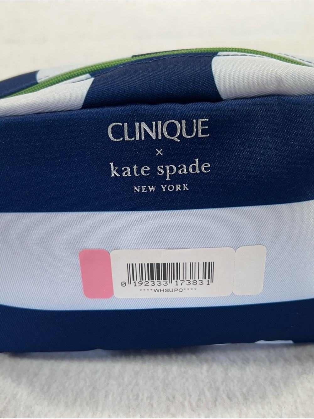 Clinique Cosmetic Pouch in Navy, White & Green Stripe